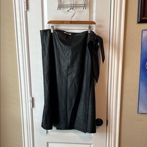 The Drop Black Faux Leather Wrap Skirt Goth Event Night Date Night